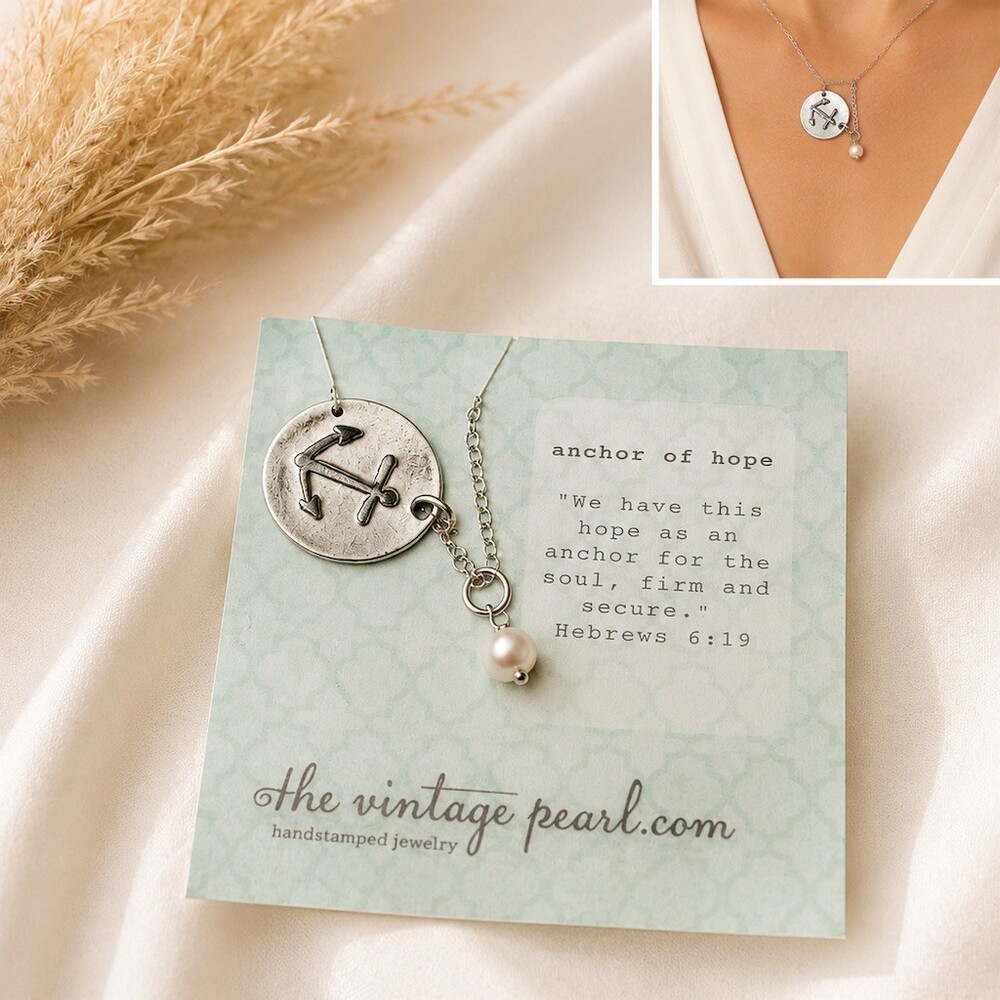 The Vintage Pearl Anchor Hope Necklace Silver Pearl Drop Faith cute gift Faith